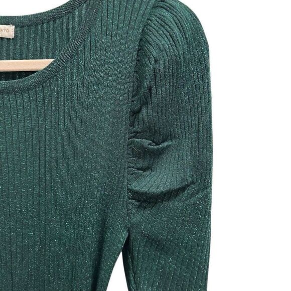 Flying Tomato Emerald Green Puff Sleeve Knit Sweater Dress - Picture 8 of 13